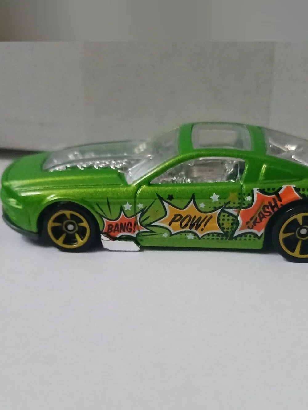 2013 Mustang GT - Hot Wheels Green Comic Style Die-Cast Toy Car